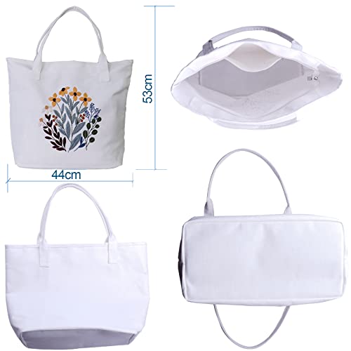 Embroidery Kit Canvas Tote Bag with Patterns for Beginners, Personalized Canvas Bag Kits, Bamboo Embroidery Hoop, English Instruction for DIY Crafts with Tools - color: Multi 2