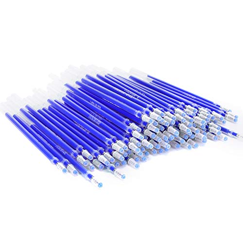 100Pcs Heat Erasable Pen Refills, Blue Fabric Marking Pen Refills, 13cm High Temperature Disappearing Ink Pen Refills for Fabric, Clothing, Leather Temporary Marking