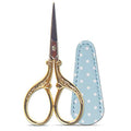 Embroidery Scissors with Leather Cover 3.6 inch Sewing Craft Sharp - color: Gold