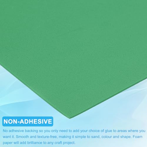 PATIKIL EVA Foam Sheet 10Pcs 12x8 Inch 2mm Thick Light Green - color: Light Green