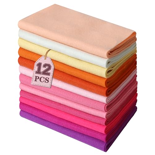 HaoFeiJH 6Pcs Felt Sheets 8"x20" (Soft Rainbow 12pcs) - color: Soft Rainbow 12pcs