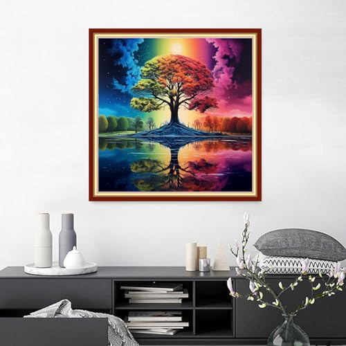 Findvoor Stamped Cross Stitch Kits for Beginners Full Range of Cross Stitching Embroidery Pattern for Adults, 11CT DIY Needlepoint Embroidery Starter Kits-Magic Tree 17.7x17.7 inch - color: StampedKits 32