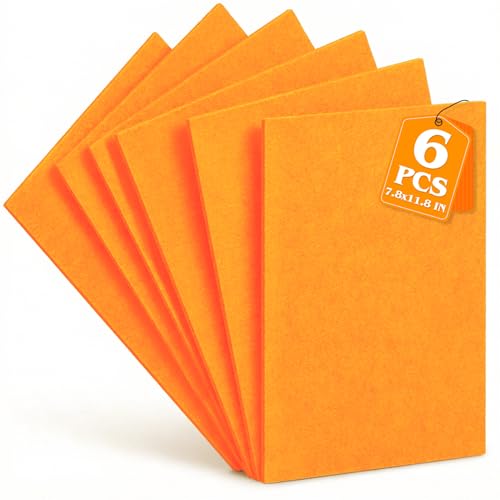 Orange Stiff Felt Sheets 2mm Thick for Crafts, 7.8" x 11.8" (6-Pack) - color: Orange