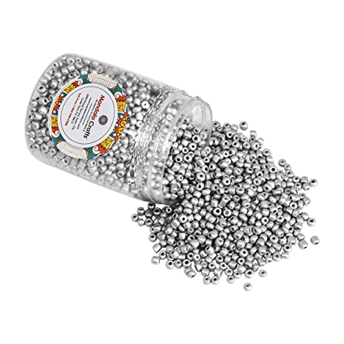 Mandala Crafts 4mm Metallic Silver Round 6/0 Glass Seed Beads for Beadwork - color: Metallic Silver, size: Round 6/0 or 4 mm