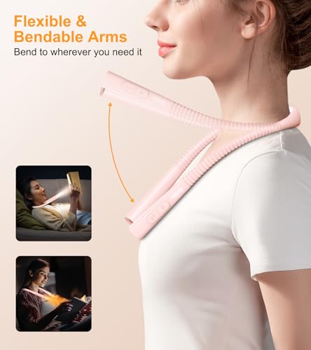 Gritin Book Light, Eye Caring 4-Color&5-Brightness Neck Light Reading Light - color: Pink, size: Upgraded