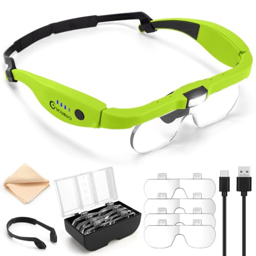 Magnifying Glass with Light, 1.5X-5.0X Magnifying Glasses 4 Lenses - color: Green Magnifying Glass With Light