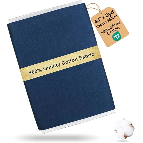 Craftido-19 Options-100% Cotton Fabric by The Yard in Solid Color 44”Wide by 3yd (9 ft) -Medium Weight 5.2 oz-Soft Cotton for Quilting, Sewing, Crafts, Binding, Backing and Lining - Navy - color: Navy