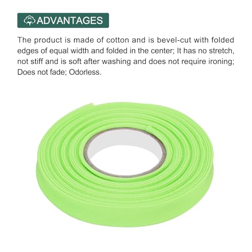 MECCANIXITY 1/2 Inch Double Fold Bias Tape Polyester Continuous Bulk Bias Tape for Sewing, Seaming Quilting Hemming Binding Crafts (Fruit Green 6 Yards) - color: Fruit Green, size: 1/2 Inch x 6 Yards