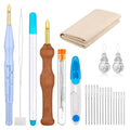 WILLBOND 17 Pcs Punch Needle Kit Adjustable Punch Needle Tool Include Wooden Handle Embroidery Pen Cloth Large Eye Sewing Needles for Beginners Adults DIY Craft Gifts(Blue, Sky Blue) - color: Blue, Sky Blue