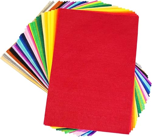 DIYR 40 Pcs Assorted Colored Felt Fabric Sheets, 8 x 12 Inches (30 x 20 cm) – DIY Craft, Sewing, and Patchwork Polyester Felt Sheets in Assorted Colors - size: 8x12 Inches