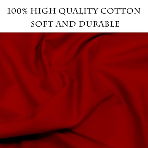 5 Yards Red Cotton Fabric by The Yard in Solid Color - 59” Wide High-Density Natural Cotton Material Apparel Cloth for Quilting, Sewing, Crafts, Binding, Backing & Lining - color: Red, size: 5Y