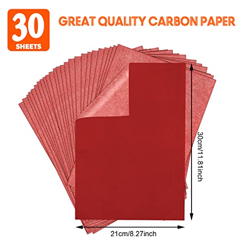 PSLER Red Carbon Paper for Tracing - 30Pcs Graphite Transfer Paper, A4 - color: red
