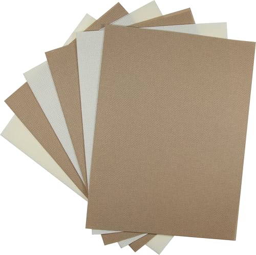 KCS 6 pc of 12" x 18"(30cmx45cm) 14CT Counted Cotton Aida Cloth Cross Stitch Fabric (Cream+Khaki) - color: Cream+khaki