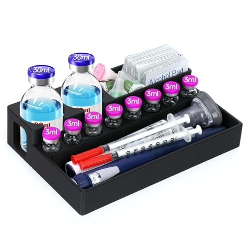 YOUSHARES Peptide Vials Case - 3ml and 30ml Insulin Vial Organizer - color: 3d_black
