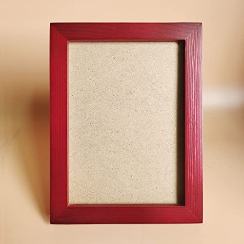 5x7 Picture Frames RED Solid Wood Frame, Plastic Panel (Film Needs to be Removed) Table or Wall.Front Window Opening 4.5x6.5 inch. - color: Red, size: 5x7