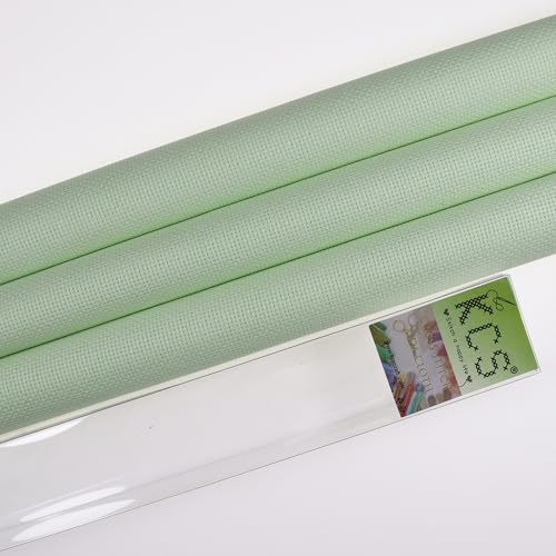 KCS 3 pc of 15" x 18"(38cmx45cm) Counted Cross Stitch Cotton Aida Cloth Needlework Rolled Fabric Box,16CT,Light Green - color: Light Green, size: 16CT