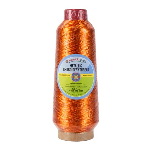 Mandala Crafts Metallic Burnt Orange Embroidery Floss for Sewing, 3281 YD - color: Burnt Orange, size: 3000M 3281 Yard