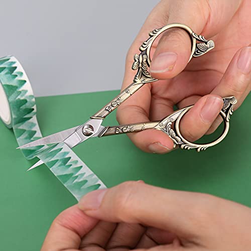 Vintage Embroidery Scissors – 4.7in Sharp Straight Pointed Shears, Classic Small Detail Snips W/Sheath for Handcraft, Arts, Needlework, Sewing, Decoupage, Yarn, Fabric, Threads Fussy Cutting