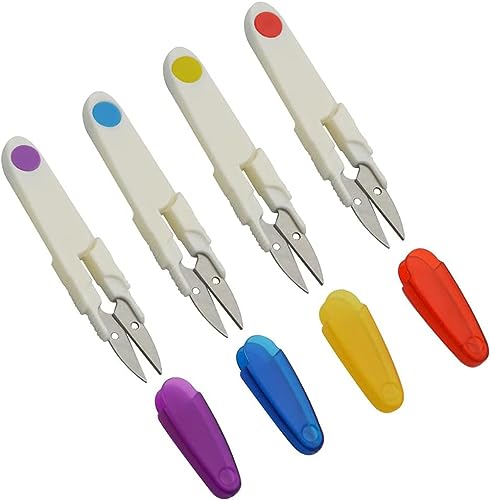 AKOAK 1 Pack U-shaped Yarn Scissors, Tailor's Scissors, Portable Yarn Scissors with Safety Cover, Thread Scissors for Needlework, Cross-Stitch Craft, DIY Projects, Sewing Supplies (Yellow) - color: Yellow