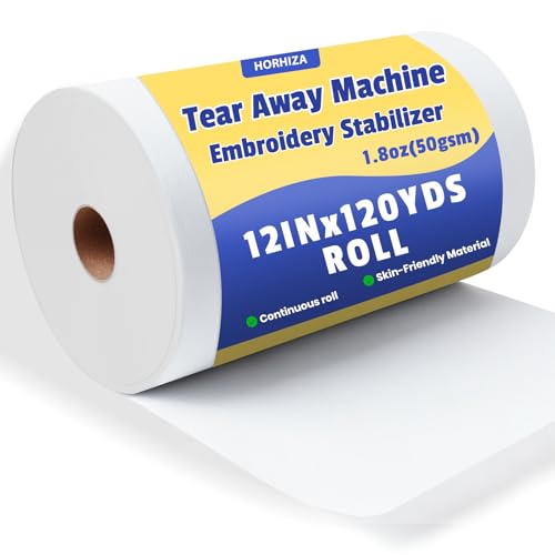 HORHIZA Tear Away Embroidery Stabilizer 12"x 120 Yd Roll - size: 12"×120 yds