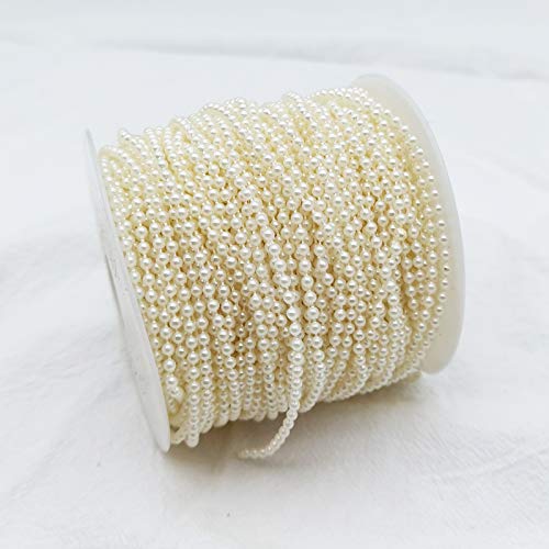 3MM Beaded Trim Ivory Crafts Faux Pearl Beads Garland Roll Strand 164FT - color: Ivory, size: 3mm