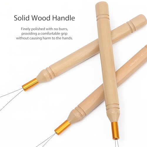 Hair Extension Loop Needle Threader Set - 5PCS Premium Quality Tools for Hair and Feather Extensions （9.2 inch）