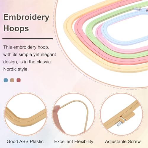 PATIKIL 9.8" x 11" Square Embroidery Hoops, Adjustable Cross Stitch Hoops Ring ABS Plastic Embroidery Frame Punch Needle Hoop for Sewing, Needlework, DIY Craft, Beige