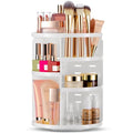 Masirs 360 Rotating Makeup Organizer Countertop, Adjustable Shelf, White - color: White
