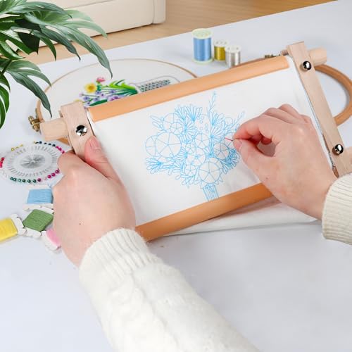 Small Beech Wood Tapestry Embroidery Frames, Scroll Stitching Holder for Cross Stitch, Needlepoint, Quilting & Sewing Projects - style: 12" x 6"