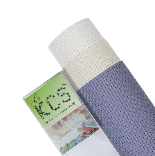 KCS 3 pc of 15" x 18"(38cmx45cm) 11 Count Cross Stitch Cotton Aida Cloth Needlework Rolled Fabric Box,11CT,Antique White+Oatmeal+Light Steel Grey - color: Antique White+oatmeal+light Steel Grey, size: 11CT