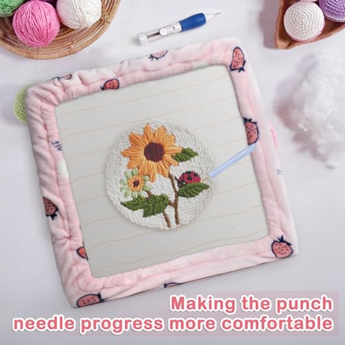 Rug Hooking & Cross Stitch Hoop with Frame Flannel Cover (11.8*11.8 inch)