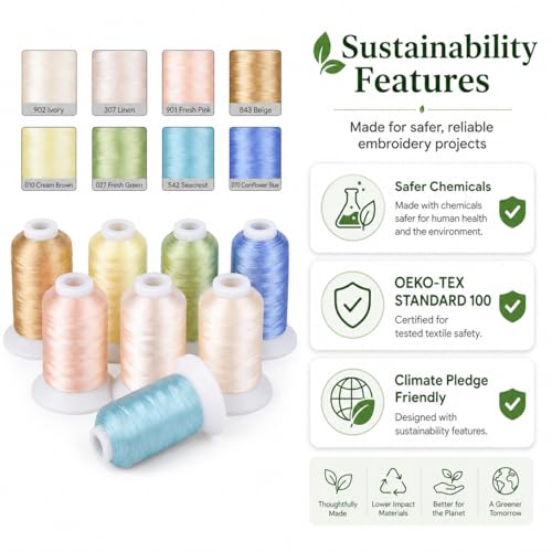 Simthread Pastel Embroidery Thread Set, 8 Brother Color Shades, 40WT Polyester Machine Embroidery Thread, 550 Yards Each Spool for Brother Babylock Janome Singer and Other Embroidery Machines - color: 550YPastelBrother