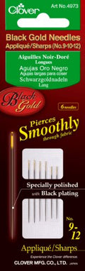 Clover Black Gold Applique/Sharps Needles No. 9/10/12