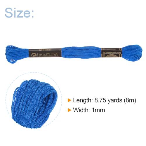 HARFINGTON 12 Skeins Embroidery Floss 8m Each Egyptian Long Fiber Cotton Cross Stitch Thread 26S/2x6 for Embroidery Projects Bracelet, Blue - color: Blue