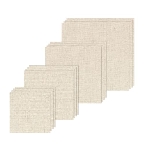 16 PCS Linen Embroidery Fabric Natural Color Cloth Fabric Squares - color: Natural Color 16 Pcs