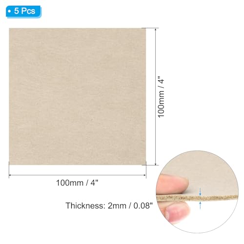 PATIKIL 4x4 Inch Square Beige Felt Furniture Pad, 5 Pack, 2mm Thickness, Soft Adhesive Non-Slip Anti-Scratch Backed - color: Beige, size: 4x4 Inch