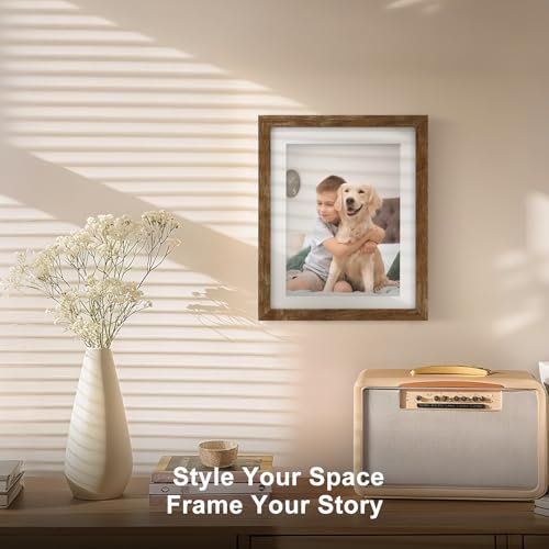 TOFOREVO 8x10 Picture Frames with 6x8 Mat Set of 2, Rustic Brown - color: Rustic Wood, size: 8x10