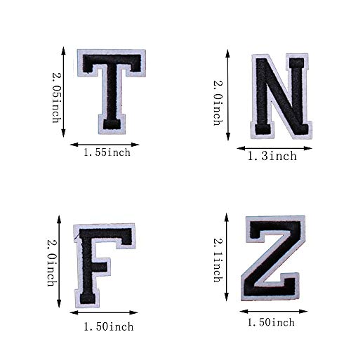 J.CARP 52Pcs Black Alphabet A to Z Patches, Iron on Sew on Letters for Clothing, Hats, Shoes, Backpacks, Handbags, Jeans, Jackets etc. - color: 52pcs, Black