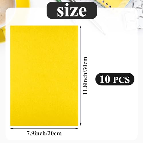 10PCS Deep Yellow Self Adhesive Felt Fabric Sheets Sticky Felt Sheets for Craft Supplies Art Home Making（8.3" x 11.8"/20 x 30cm） - color: Deep Yellow
