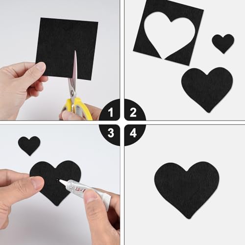 20 Pcs Black Felt Fabric Sheet 8" x 12" Assorted Color Felt Fabric Sheets for Crafts DIY Handcraft Sewing Squares Patchwork Nonwoven - color: Black