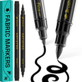 ARTISTRO 2 Black Dual-Tip Fabric Markers Decorating Kit Permanent for Cloth