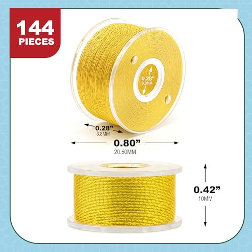 Mandala Crafts Gold 15J SA156 Prefilled Bobbin Thread, 144 PCs - color: Gold, size: Size A 144 X 142 Yards