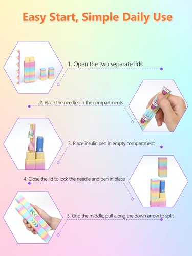 Leng Ke Insulin Cooler Travel Case - Insulin Pens Holder Compatible with Ozempic Pen Fridge Travel Case, Diabetic Pen Storage for Insulin Pens & Needles,Compact & Leak-Proof (Random Color) - color: Rainbow