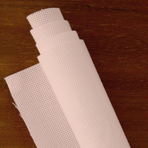 Essentials By Leisure Arts Aida Cloth, 14 Count, Light Pink, Cross Stitch Fabric, Embroidery Fabric, Cross Stitch Supplies for Crafting, Stitching, and Sewing Projects 15X18