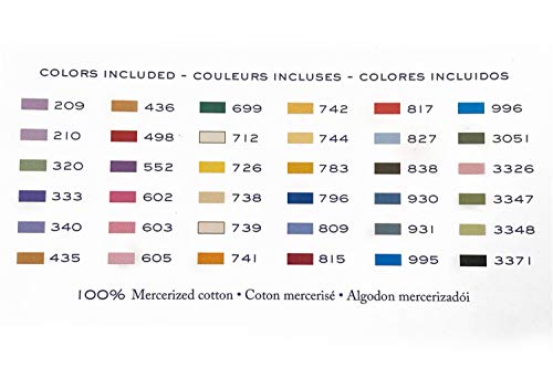 DMC Popular Pack 36 Colors Bundle with DMC White/Black and Needles Size 26.