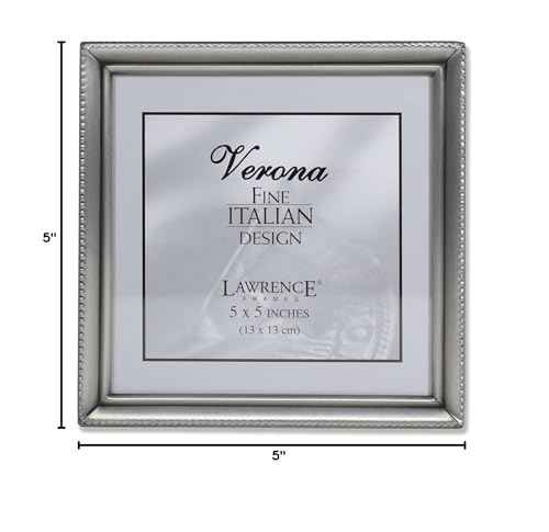 Lawrence Frames 11555 Antique Pewter 5x5 Picture Frame - Bead Border Design - color: Pewter, size: 5x5