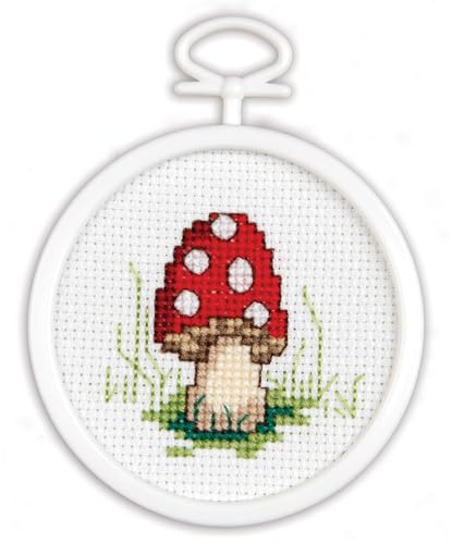 Tobin Janlynn Mini Cross Stitch Kit 2.5" Round-Mushroom (18 Count) (21-1496)
