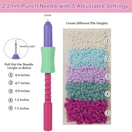 Adjustable Punch Needle Kit for Adults Beginners,2.2mm/2.5mm/3.5mm/5mm Punch Needle,Complete Set for Needle Punching,Punch Needle Tool with Elegant Gift Box,Ideal for Keeping and Presents(Blue)