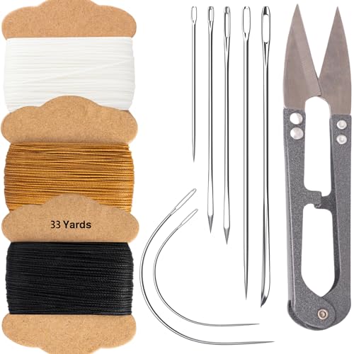 Upholstery Repair Kit, Bonded Round Waxed Thread Set with Sewing Needles