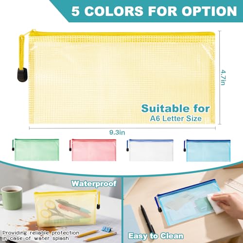 MAQIHAN Mesh Zipper Pouch Bags - A6 Small Zipper Pouch, 4.7 x 9.3 Inch - size: 4.7 x 9.3 Inch